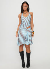 Esmeray Midi Skirt Blue Stripe