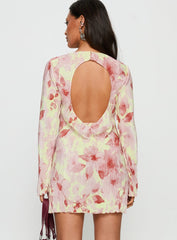 Odelie Long Sleeve Plisse Mini Dress Multi Floral
