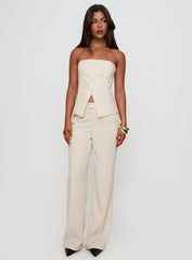 Lavish Living Strapless Top Cream Petite