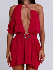 Erice Mini Dress Deep Red